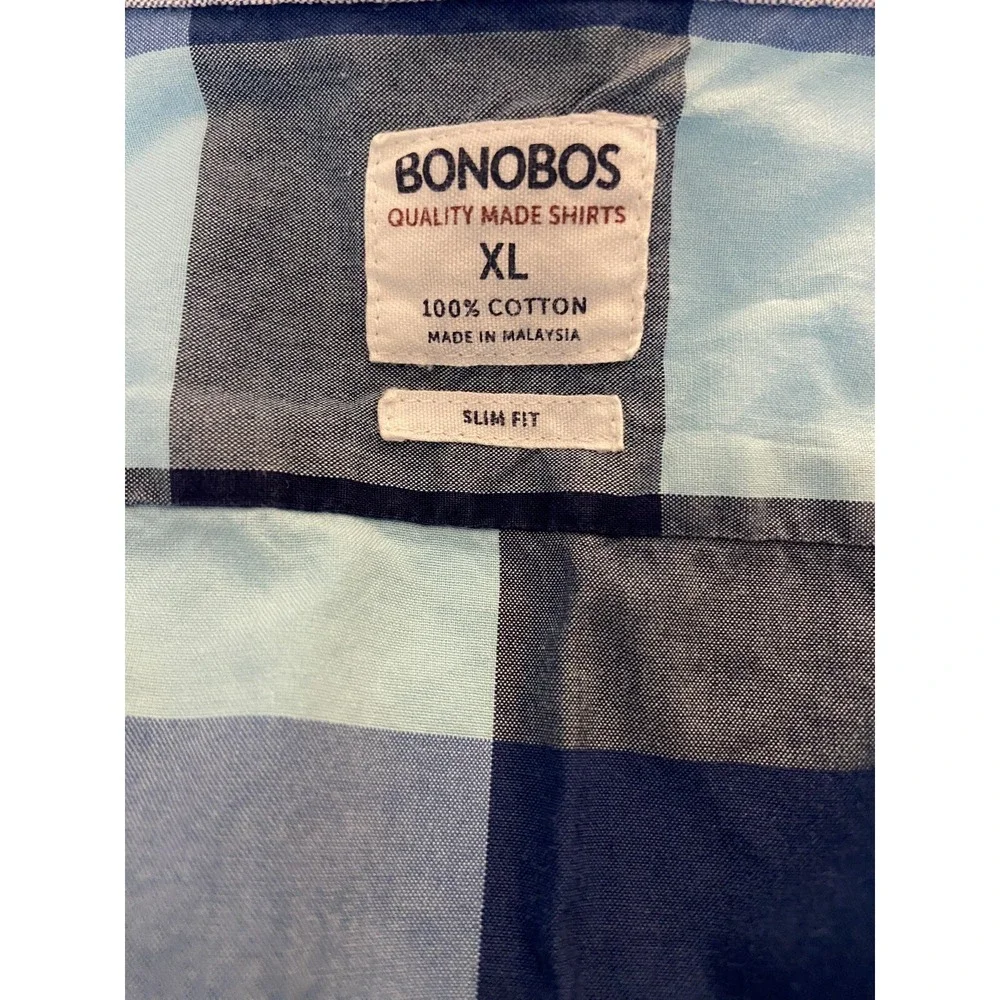 Bonobos‎ Long Sleeve Button Shirt Men's XL Slim Fit Blue Plaid - Picture 5 of 6